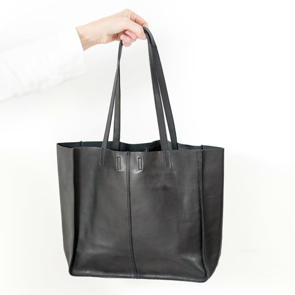 Juju Leather Baby Unlined Tote - Black