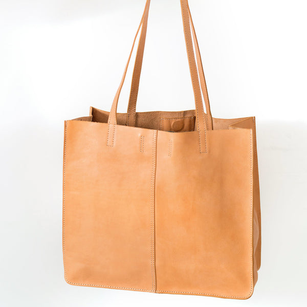 Juju Leather Baby Unlined Tote - Natural