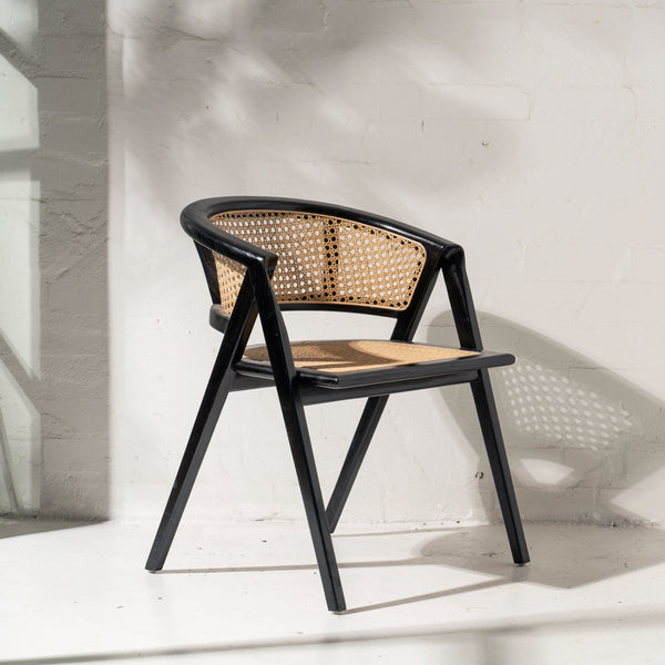 Amalia Rattan Rounded Dining Chair - Black