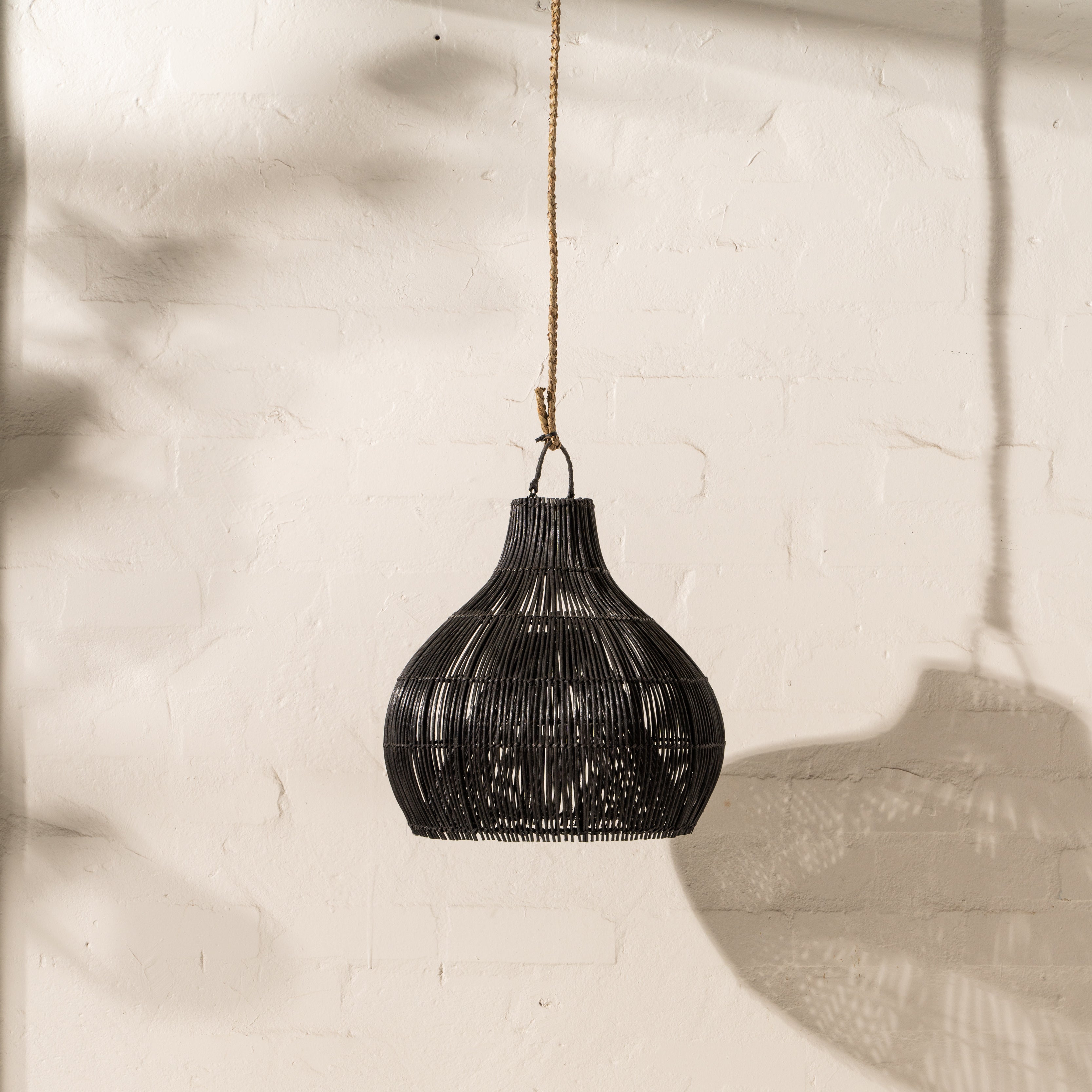 Rattan light on sale shade black