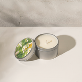 Hand Poured Soy Candle in Travel Tin - Silver