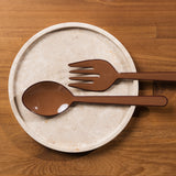 Alder Enamel Salad Servers - Caramel