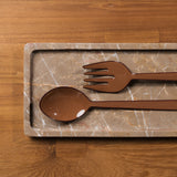 Alder Enamel Salad Servers - Caramel