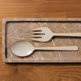 Alder Enamel Salad Servers - Flax