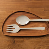 Alder Enamel Salad Servers - Flax