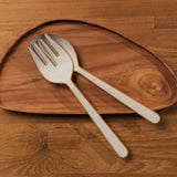 Alder Enamel Salad Servers - Flax