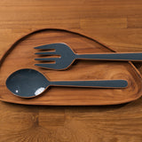 Alder Enamel Salad Servers - Slate