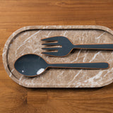 Alder Enamel Salad Servers - Slate