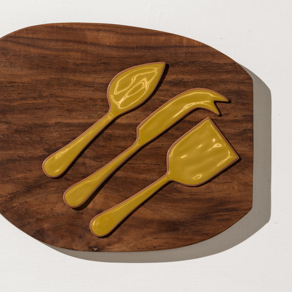 Alder Enamel Cheese Set - Olive