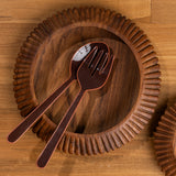 Alder Enamel Salad Servers - Hazelnut