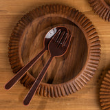 Alder Enamel Salad Servers - Hazelnut