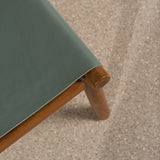 Anwar Leather and Teak Chair - Dusty Blue