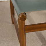 Anwar Leather and Teak Chair - Dusty Blue