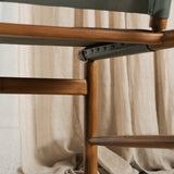 Anwar Leather and Teak Chair - Dusty Blue