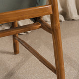 Anwar Leather and Teak Chair - Dusty Blue