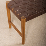Bennu Woven Leather Bench Seat - Cognac