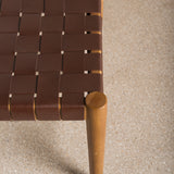 Bennu Woven Leather Bench Seat - Cognac