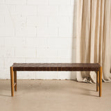 Bennu Woven Leather Bench Seat - Cognac