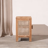Edena Teak and Rattan Bedside Table