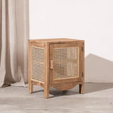 Edena Teak and Rattan Bedside Table