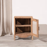 Edena Teak and Rattan Bedside Table
