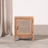 Edena Teak and Rattan Bedside Table