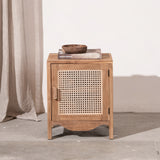 Edena Teak and Rattan Bedside Table