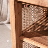 Edena Teak and Rattan Bedside Table