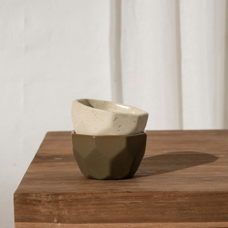 Elin Faceted Bowl - Olive