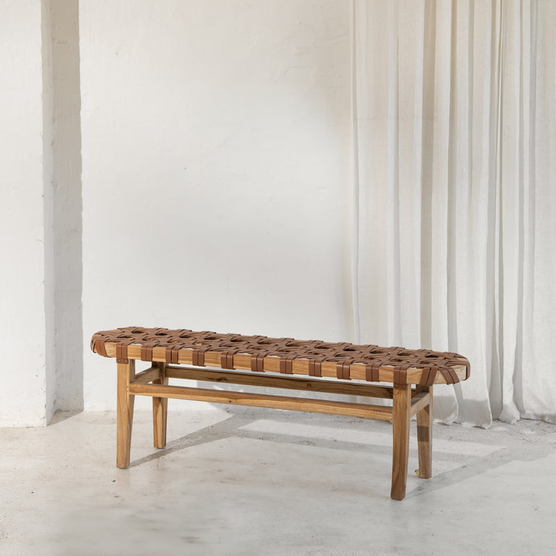 Ellery Woven Leather Bench Seat