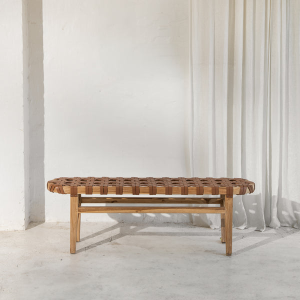 Ellery Woven Leather Bench Seat