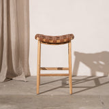 Ellery Woven Leather Barstool