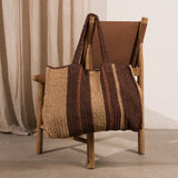 Ena Colour Block Raffia Bag - Caramel & Chocolate Stripe