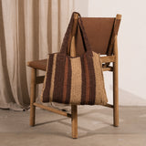 Ena Colour Block Raffia Bag - Caramel & Chocolate Stripe