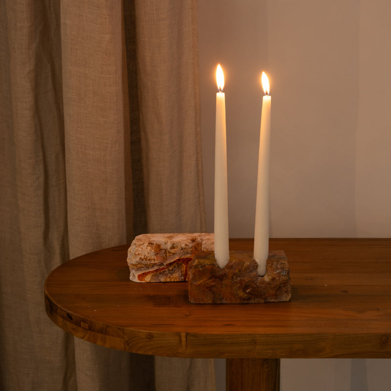 Ime Rosso Marble Candle Holder