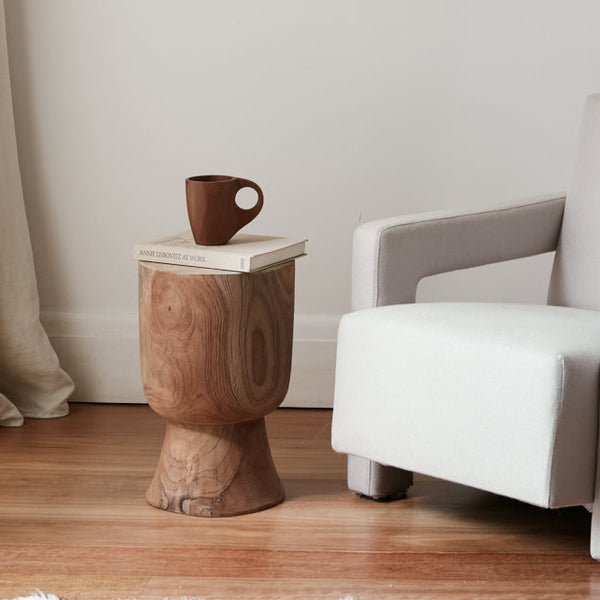 Ama Teak Stool Raw Finish