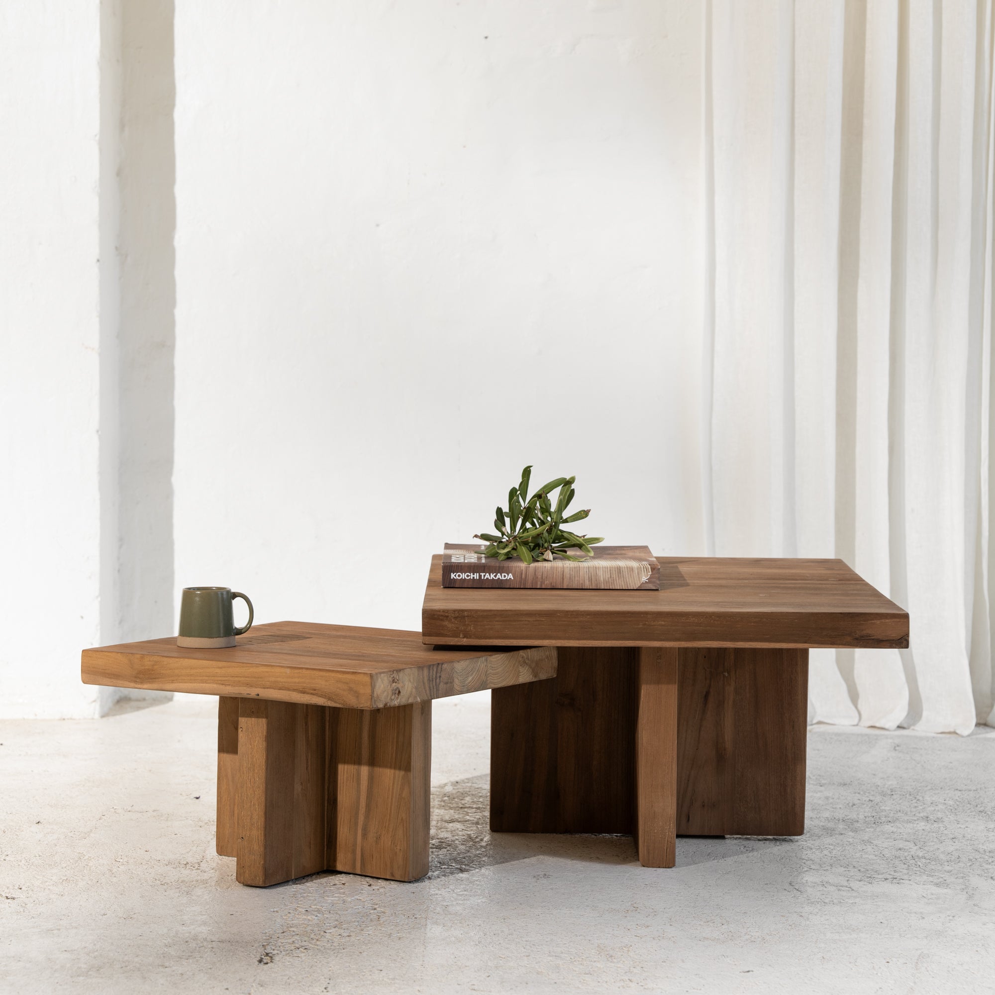 Ines Rustic Finish Squared-off Coffee Table – Inartisan.