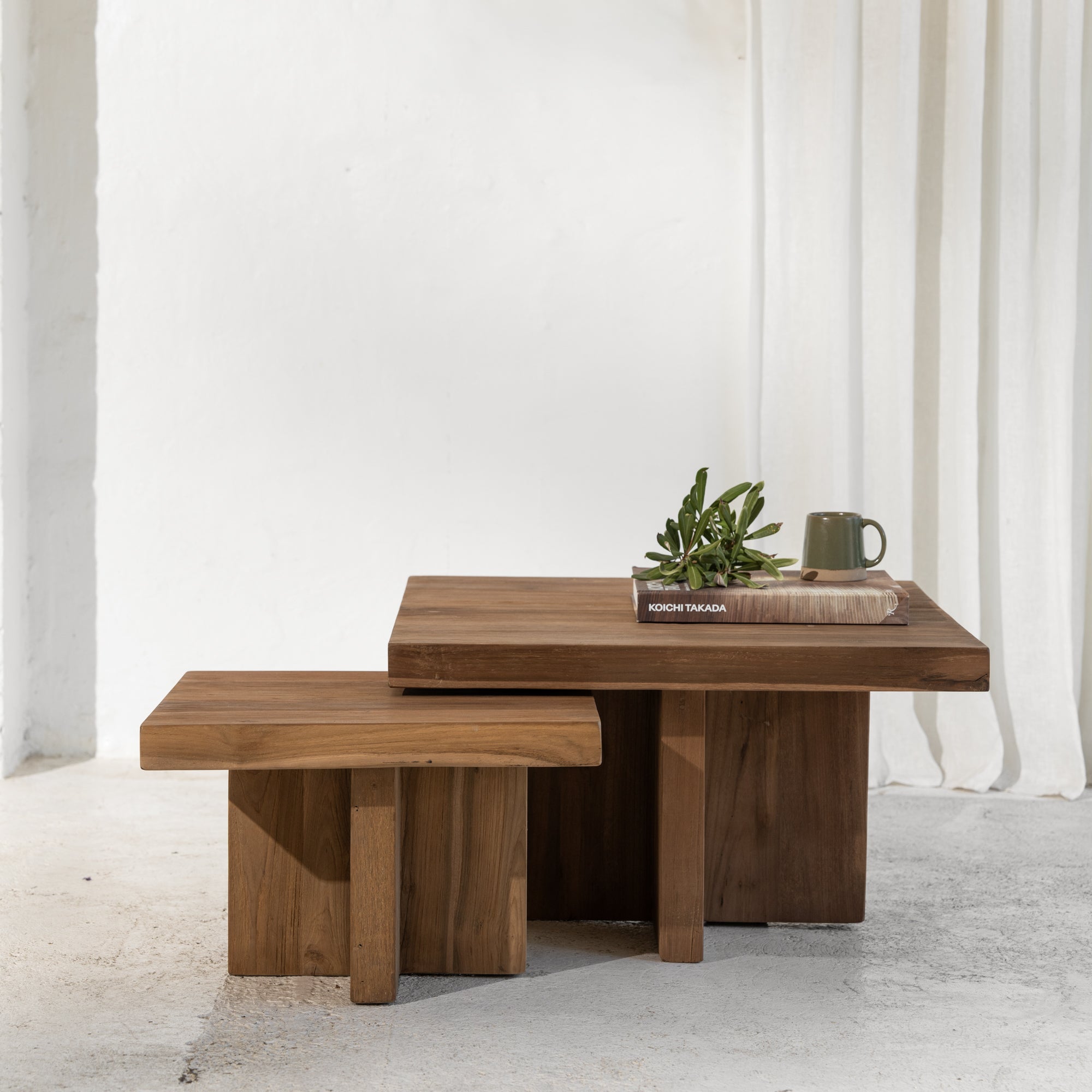 Ines Rustic Finish Squared-off Coffee Table – Inartisan.