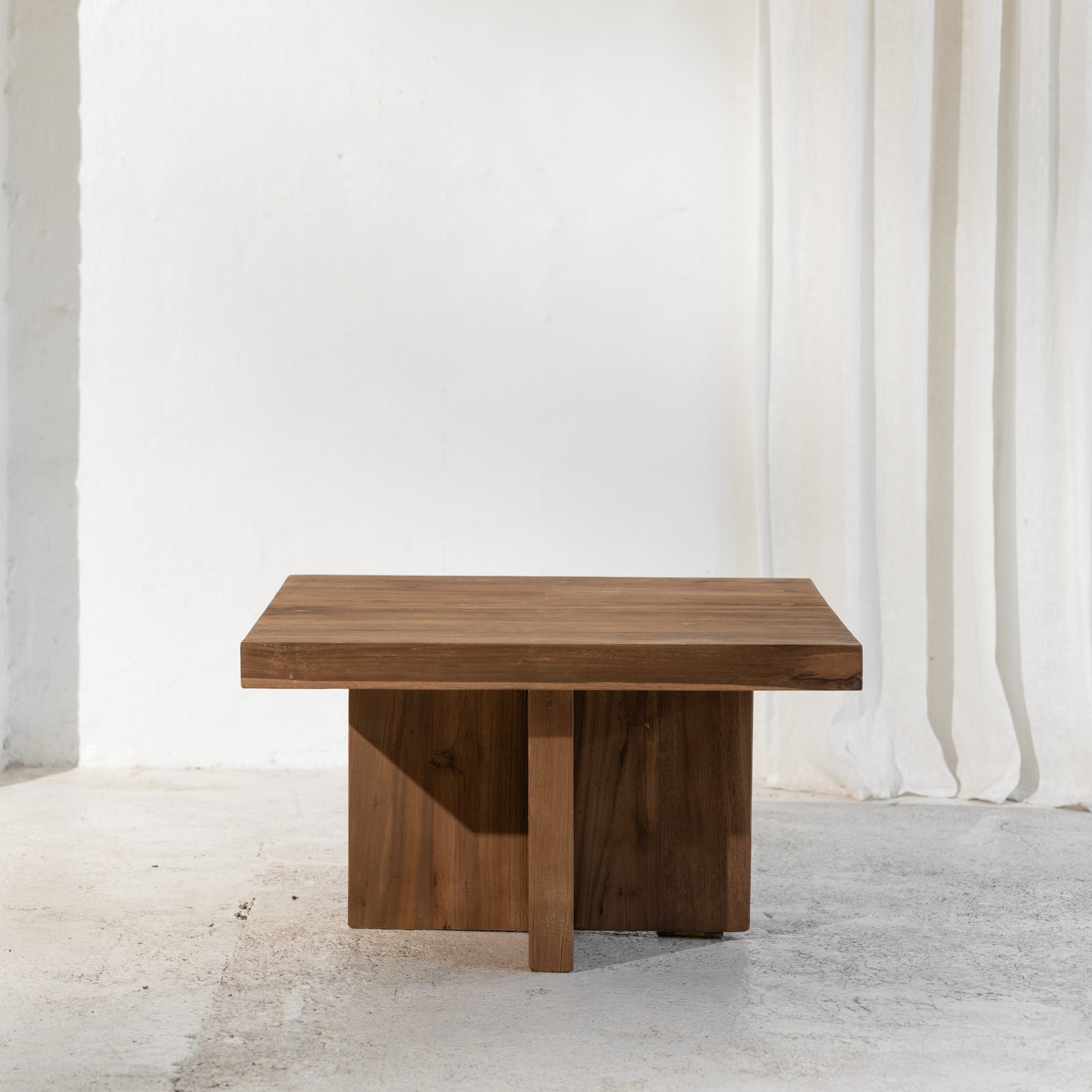 Ines Rustic Finish Squared-off Coffee Table – Inartisan.