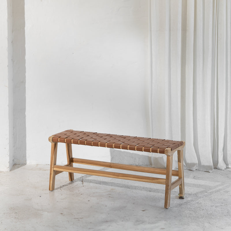 Kemi Tan Leather Bench