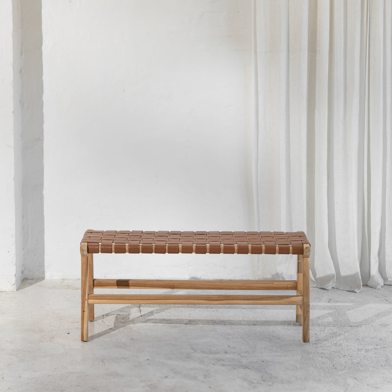 Kemi Tan Leather Bench