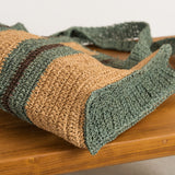 Mae Colour Block Raffia Bag - Mineral and Hazelnut