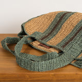 Mae Colour Block Raffia Bag - Mineral and Hazelnut