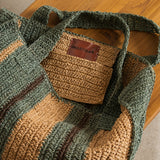 Mae Colour Block Raffia Bag - Mineral and Hazelnut