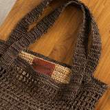 Maro Open Weave Raffia Tote - Chocolate