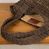 Maro Open Weave Raffia Tote - Chocolate