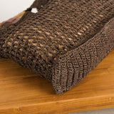 Maro Open Weave Raffia Tote - Chocolate