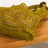 Maro Open Weave Raffia Tote - Olive