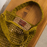 Maro Open Weave Raffia Tote - Olive