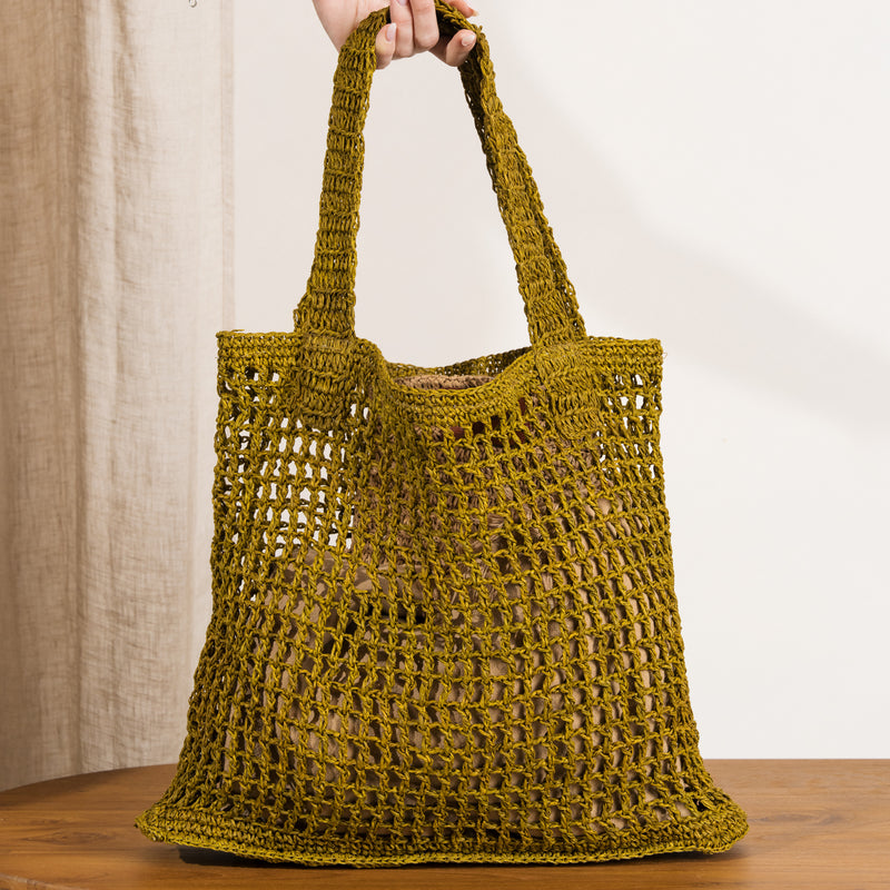 Maro Open Weave Raffia Tote Bag- Olive – Inartisan.